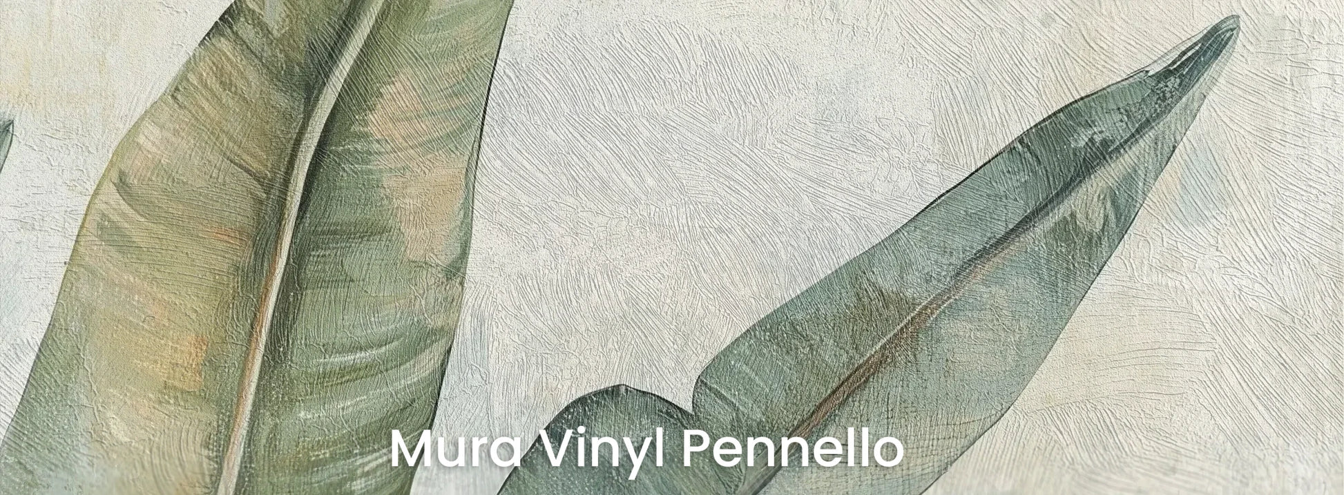 Zbliżenie na fototapetę TROPIC WATERCOLORS - tapeta z egzotycznymi liśćmi w akwarelowej stylistyce na podłożu o fakturze pociągnięć pędzla.