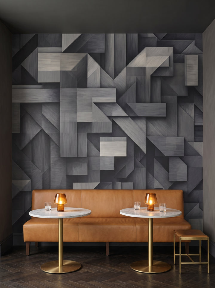 Fototapeta artystyczna o nazwie Beige Relief w aranżacji wnętrza: bar lounge w butikowym hotelu.