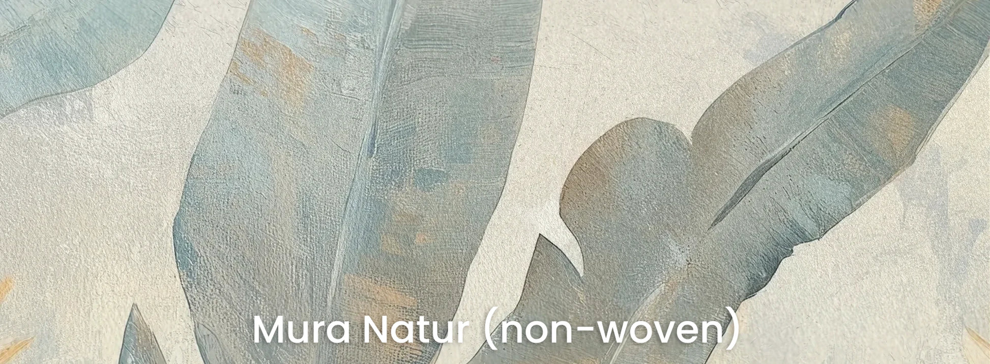 Zbliżenie na fototapetę BLUE SAGE MELODY - tapeta z tropikalnymi liśćmi w akwarelowej poświacie na naturalnym podłożu ekologicznym.
