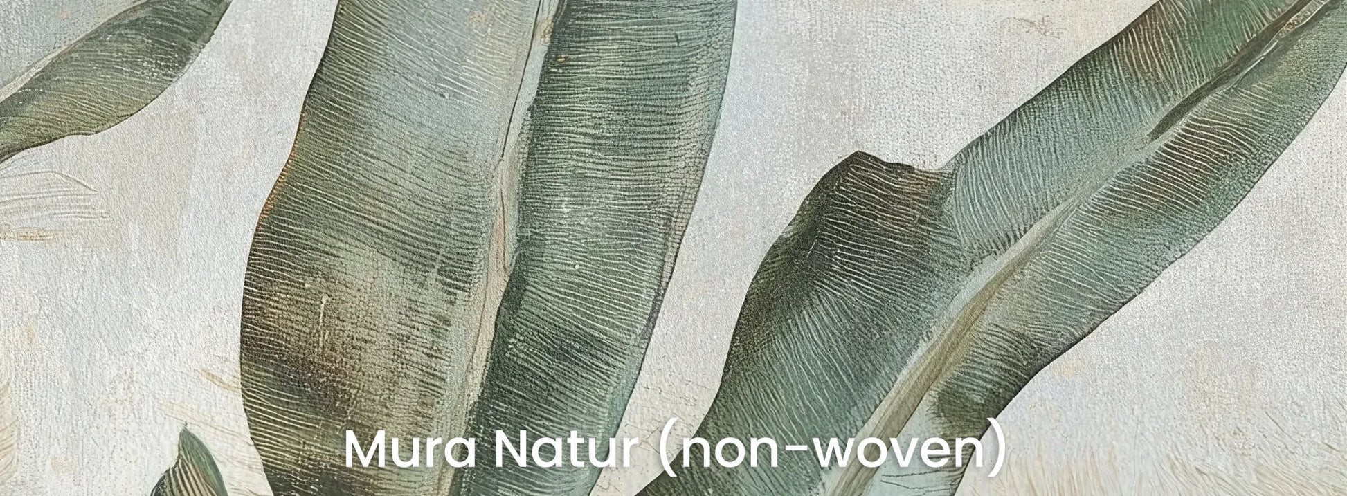 Zbliżenie na fototapetę LEAFY SERENADE - tapeta z tropikalnymi liśćmi w akwarelowej poświacie na naturalnym podłożu ekologicznym.