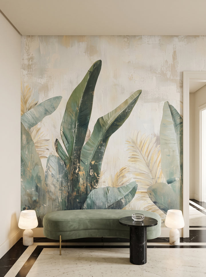 Fototapeta artystyczna o nazwie TROPICAL DAWN w aranżacji wnętrza: galeria wejściowa w apartamencie art déco.