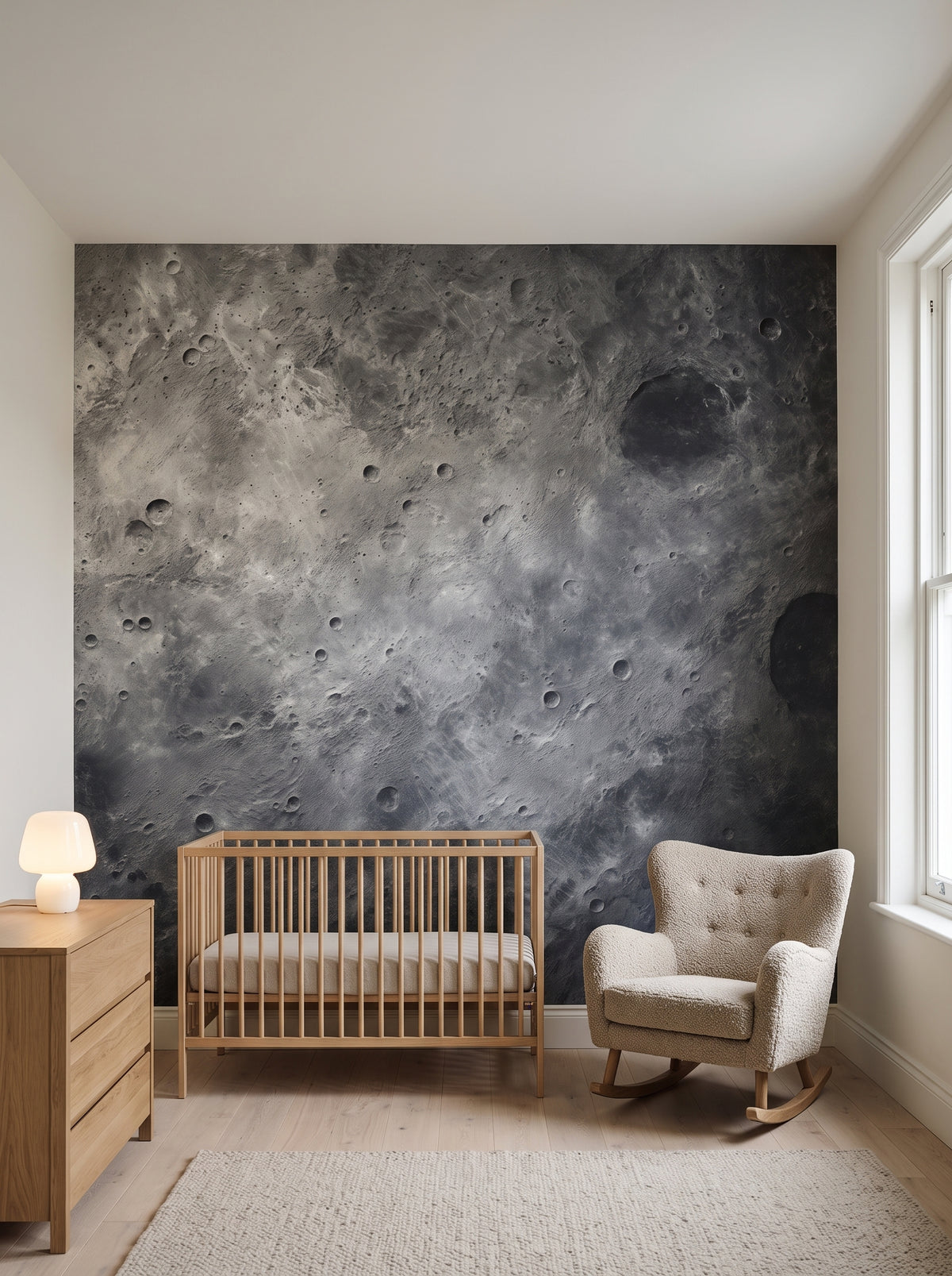 Fototapeta artystyczna o nazwie Crater's Edge w aranżacji wnętrza: elegancki pokój niemowlęcy w kamienicy.