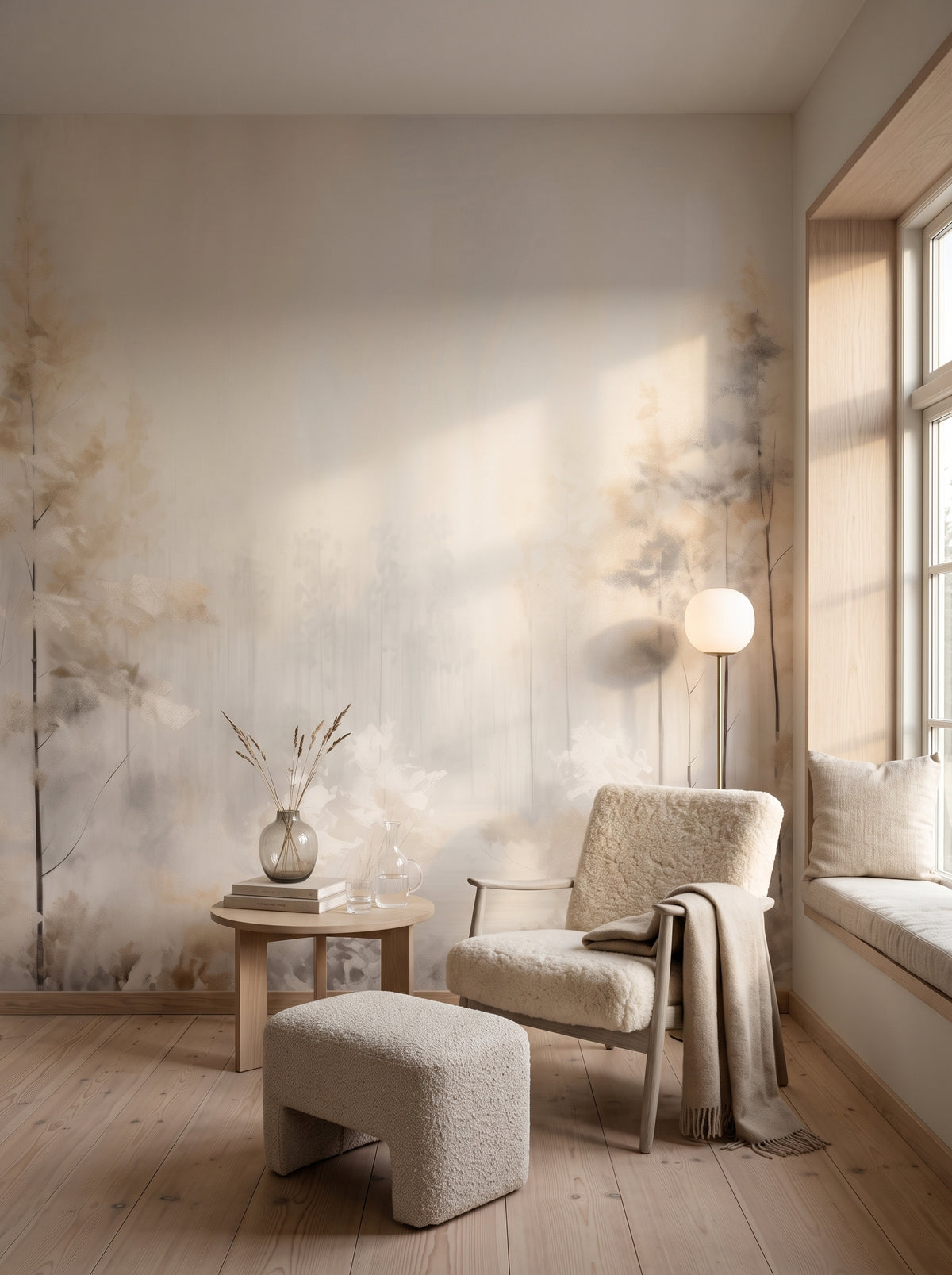 MISTY MORNING MEADOW MURAL