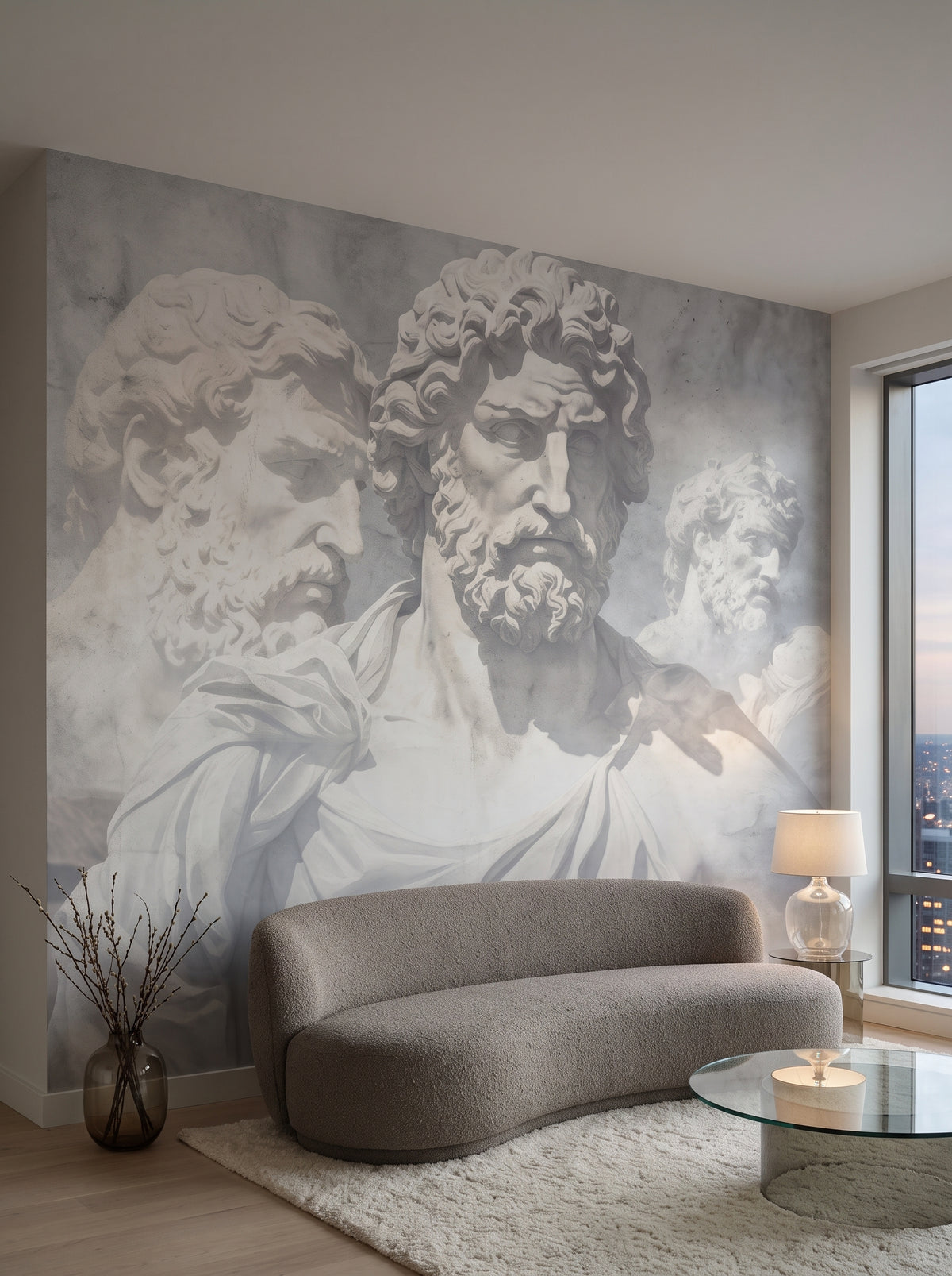 Fototapeta artystyczna o nazwie Eternal Contemplation w aranżacji wnętrza: salon w penthousie na Manhattanie.