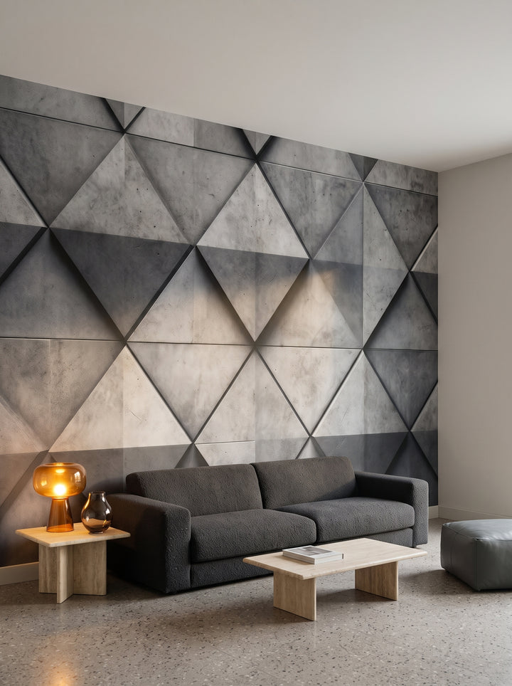 Fototapeta artystyczna o nazwie Diamond Dynamics w aranżacji wnętrza: salon w mediolańskim modernizmie lat 70..