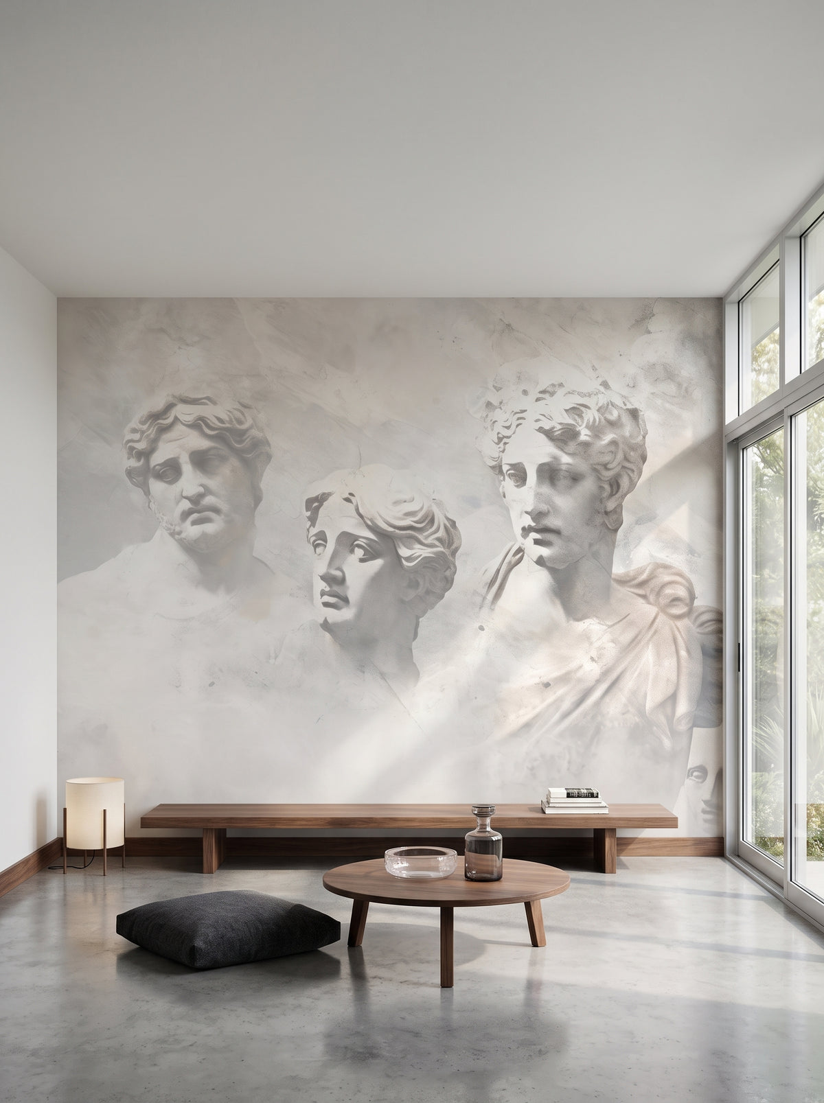 Fototapeta artystyczna o nazwie Apollo and Daphne w aranżacji wnętrza: salon w kalifornijskim domu z lat 50..