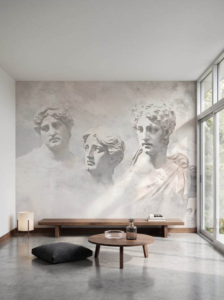 Fototapeta artystyczna o nazwie Apollo and Daphne w aranżacji wnętrza: salon w kalifornijskim domu z lat 50..