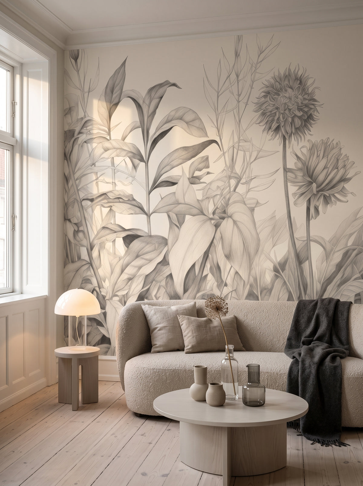 Fototapeta artystyczna o nazwie Delicate Flora w aranżacji wnętrza: kawalerka w Kopenhadze.
