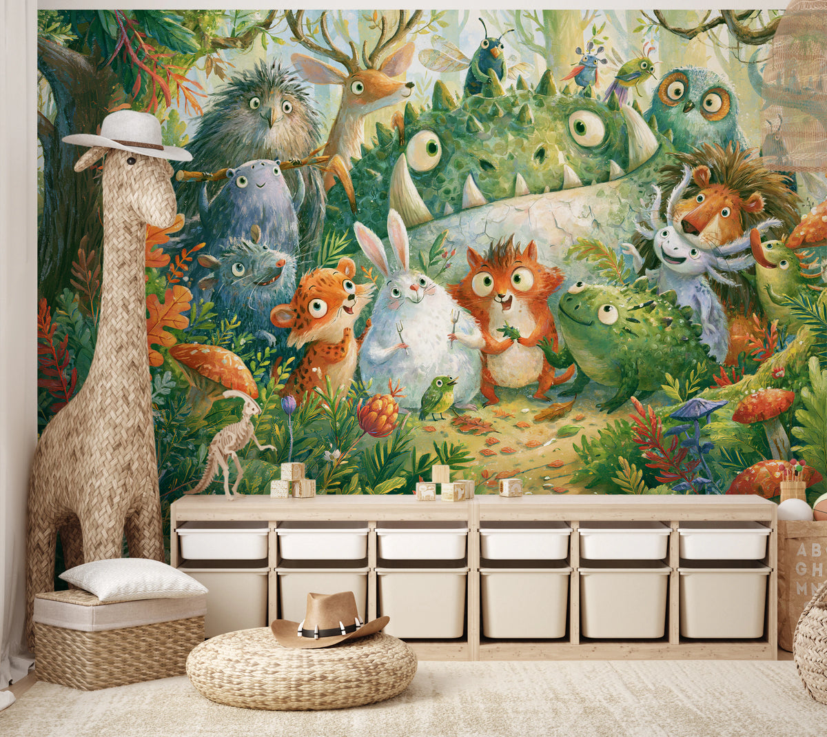 FERN TRAIL TROOP - tapeta z leśnymi zwierzętami — KIDS — Pokój dziecięcy 01