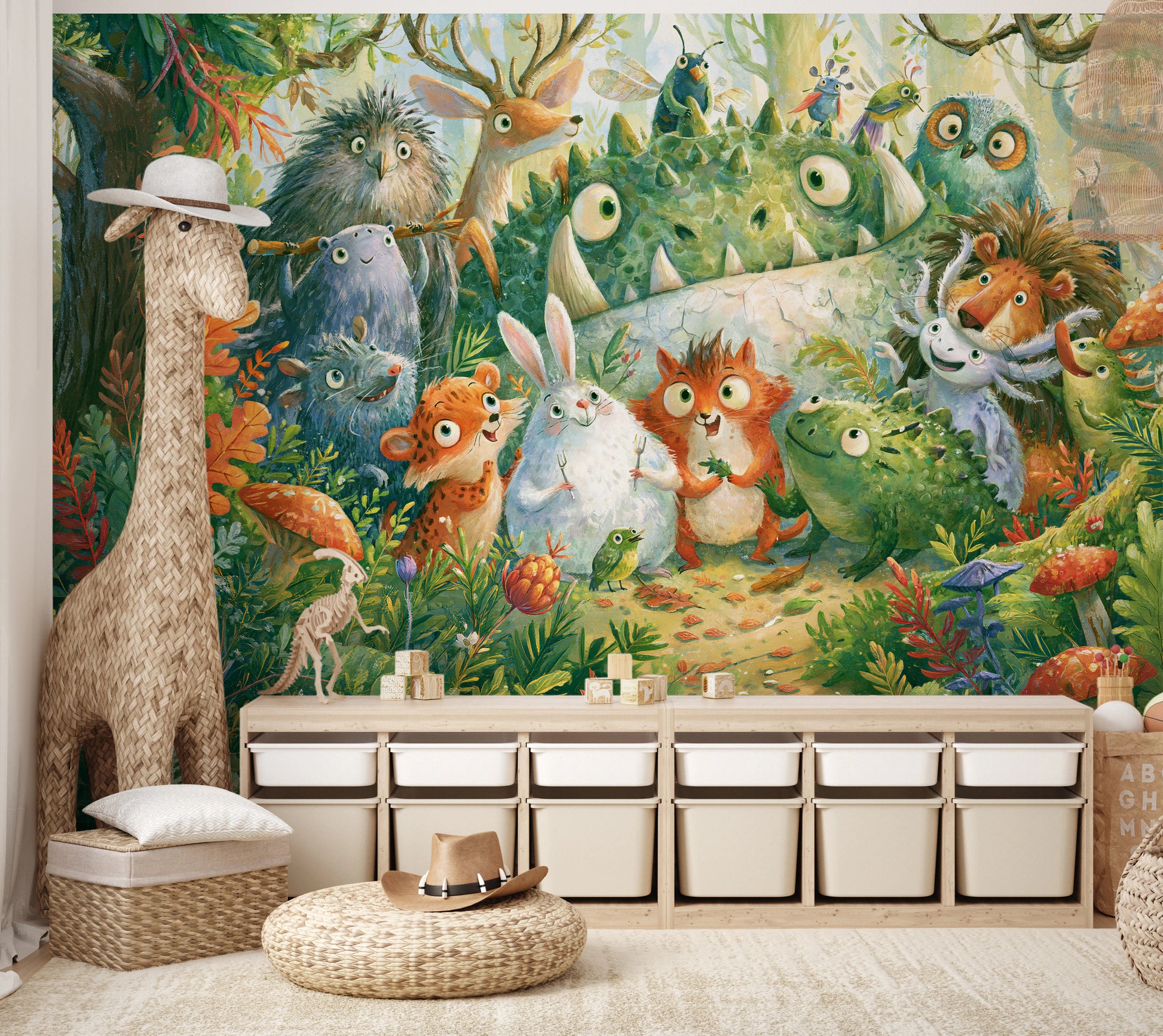 FERN TRAIL TROOP - tapeta z leśnymi zwierzętami — KIDS — Pokój dziecięcy 01