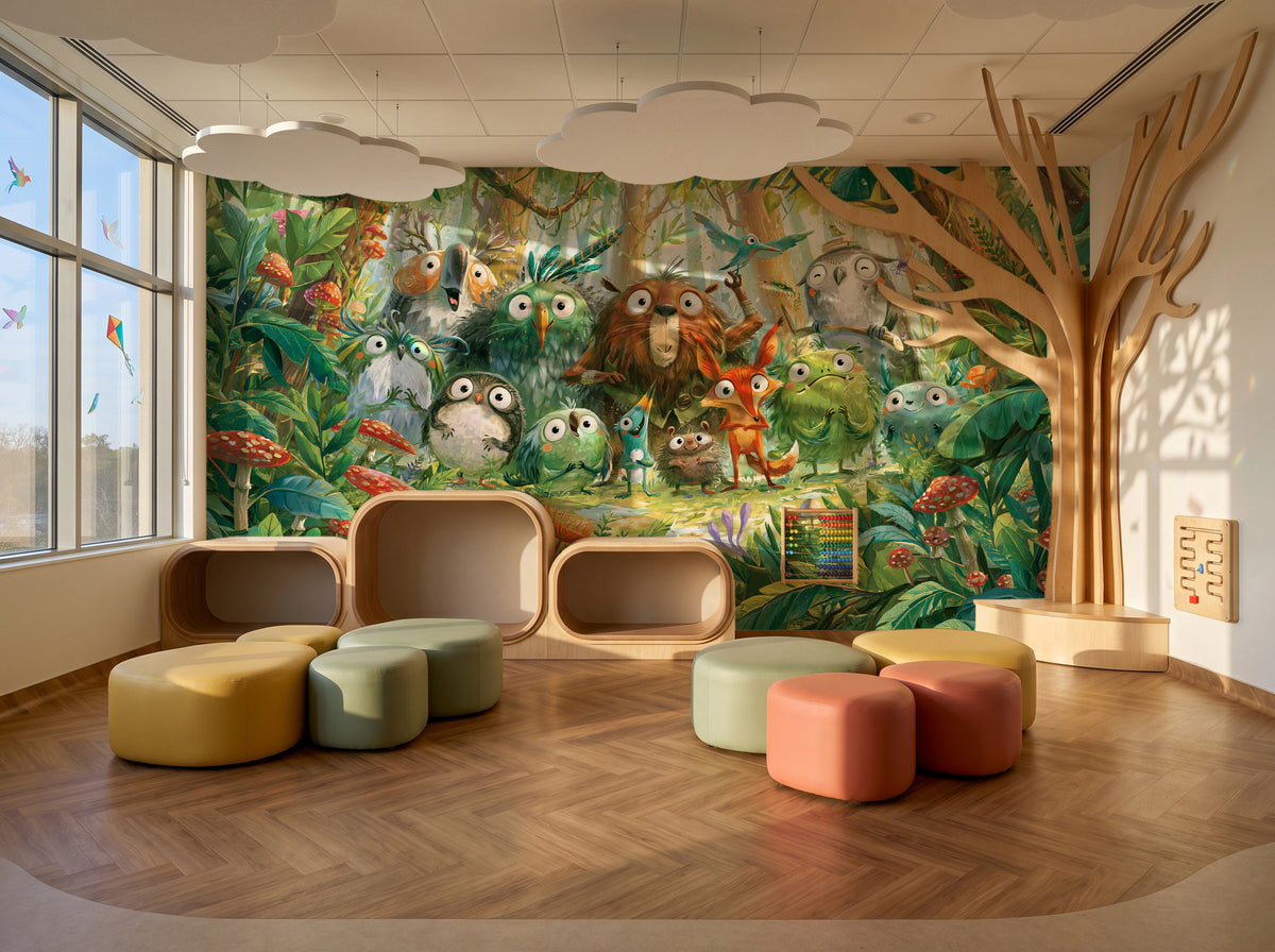 MOSSY CLEARING - tapeta z leśną gromadką zwierząt — KIDS — Playroom 01