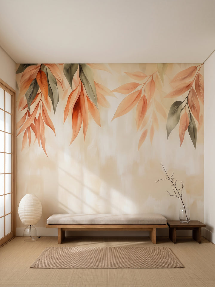 Fototapeta artystyczna o nazwie Crimson Cascade w aranżacji wnętrza: hotelowy salon w stylu kioto.