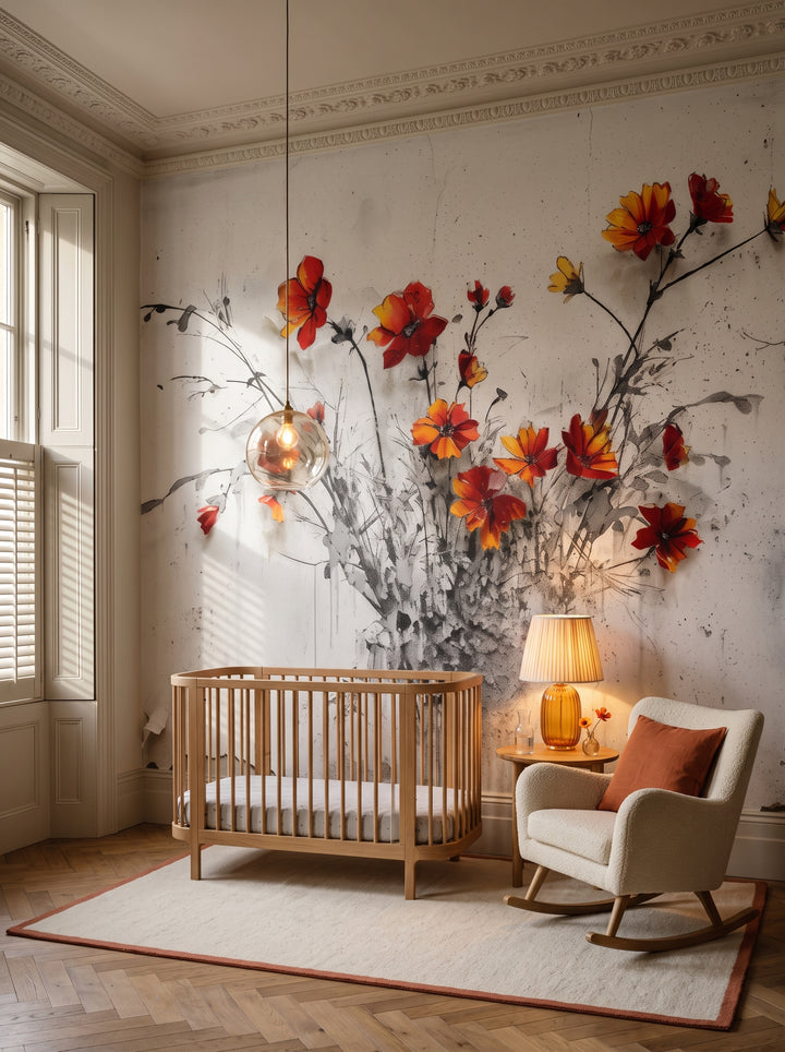Fototapeta artystyczna o nazwie VIVID AUTUMN SPLASH w aranżacji wnętrza: elegancki pokój dziecięcy w miejskiej kamienicy.