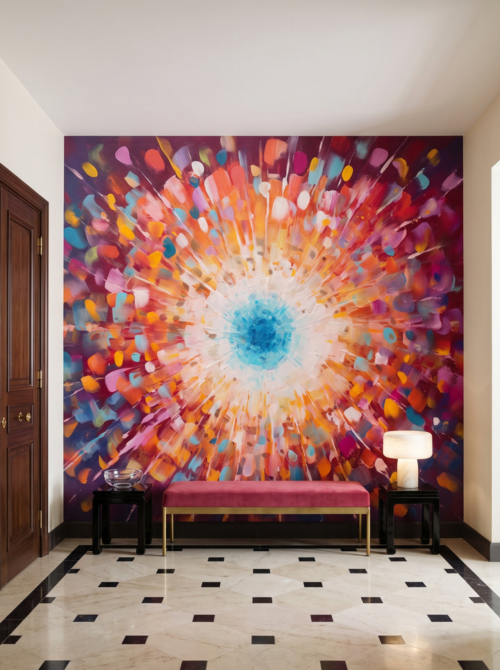 Fototapeta artystyczna o nazwie Vibrant Mosaic w aranżacji wnętrza: galeria wejściowa w apartamencie art déco.