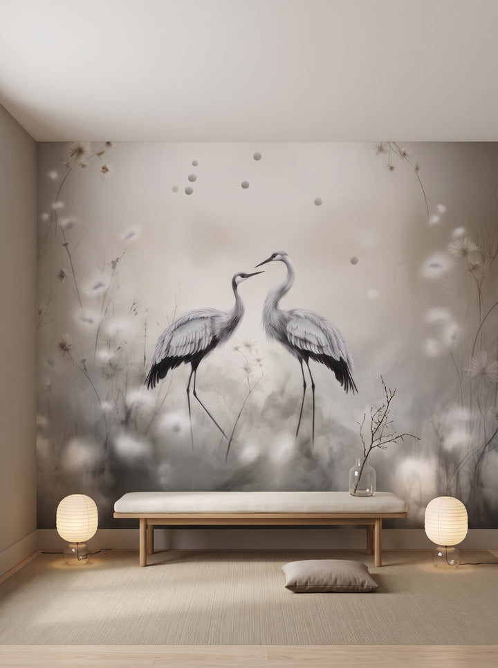 Fototapeta artystyczna o nazwie Dandelion Wishes w aranżacji wnętrza: lounge hotelowy w stylu kiotyjskim.