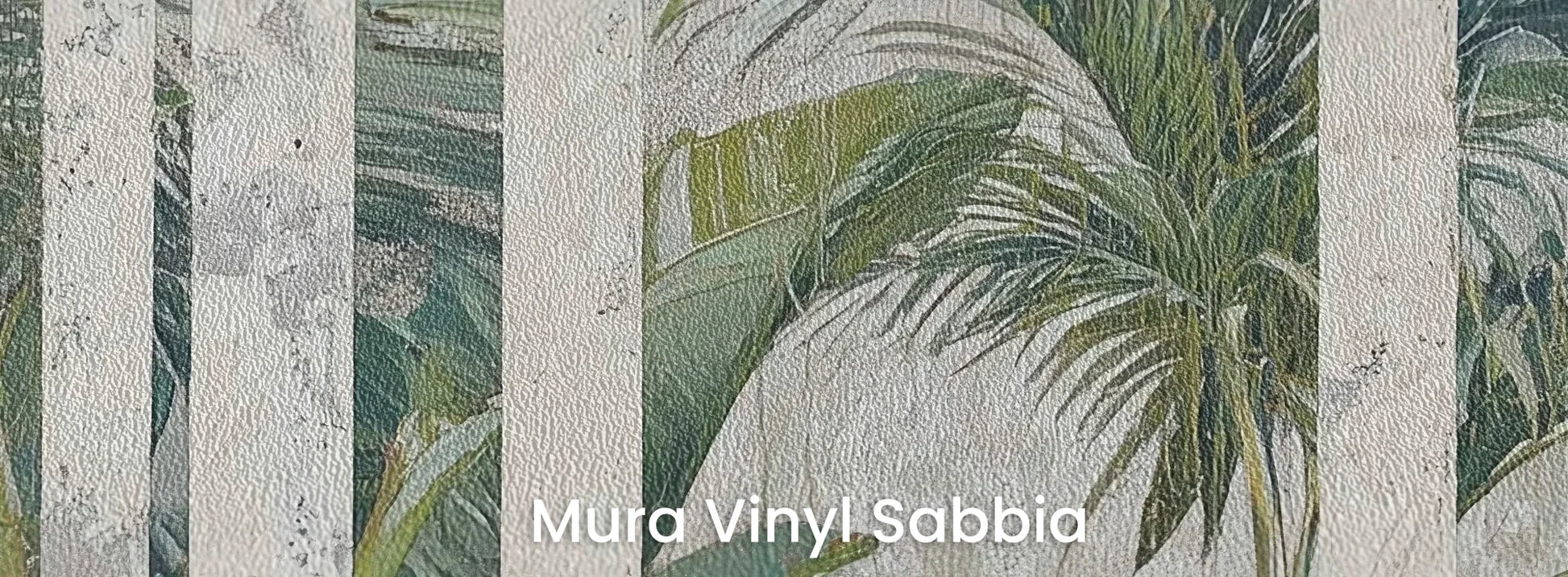 Zbliżenie na fototapetę MARBLE TROPICS - tapeta z tropikalną dżunglą na marmurowym tle na podłożu o strukturze ziarna piasku.