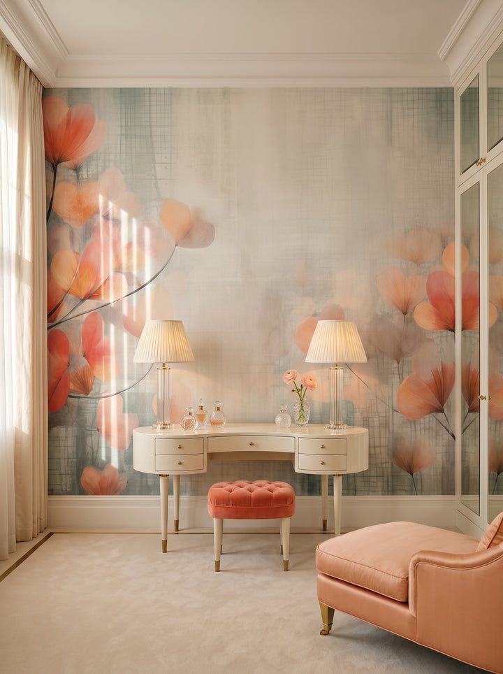 Fototapeta artystyczna o nazwie Abstract Blossom Art w aranżacji wnętrza: garderoba w stylu Hollywood Regency.