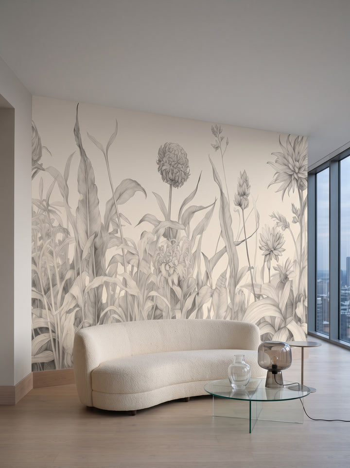 Fototapeta artystyczna o nazwie Floral Dance w aranżacji wnętrza: salon w penthousie na Manhattanie.