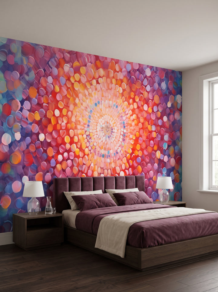 Fototapeta artystyczna o nazwie Cosmic Burst w aranżacji wnętrza: apartament w pięciogwiazdkowym hotelu w stylu quiet luxury.