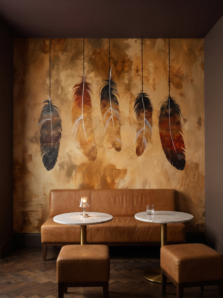 Fototapeta artystyczna o nazwie Terra Echo w aranżacji wnętrza: bar hotelowy w butikowym hotelu.