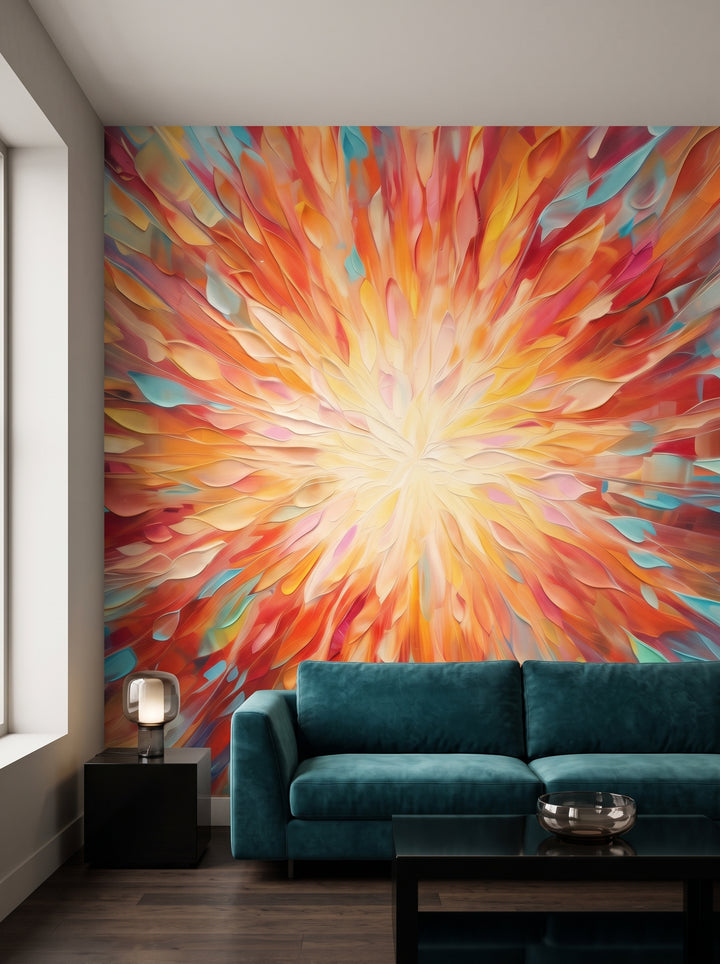 Fototapeta artystyczna o nazwie Soft Luminance w aranżacji wnętrza: kameralny lounge w hotelu designerskim.