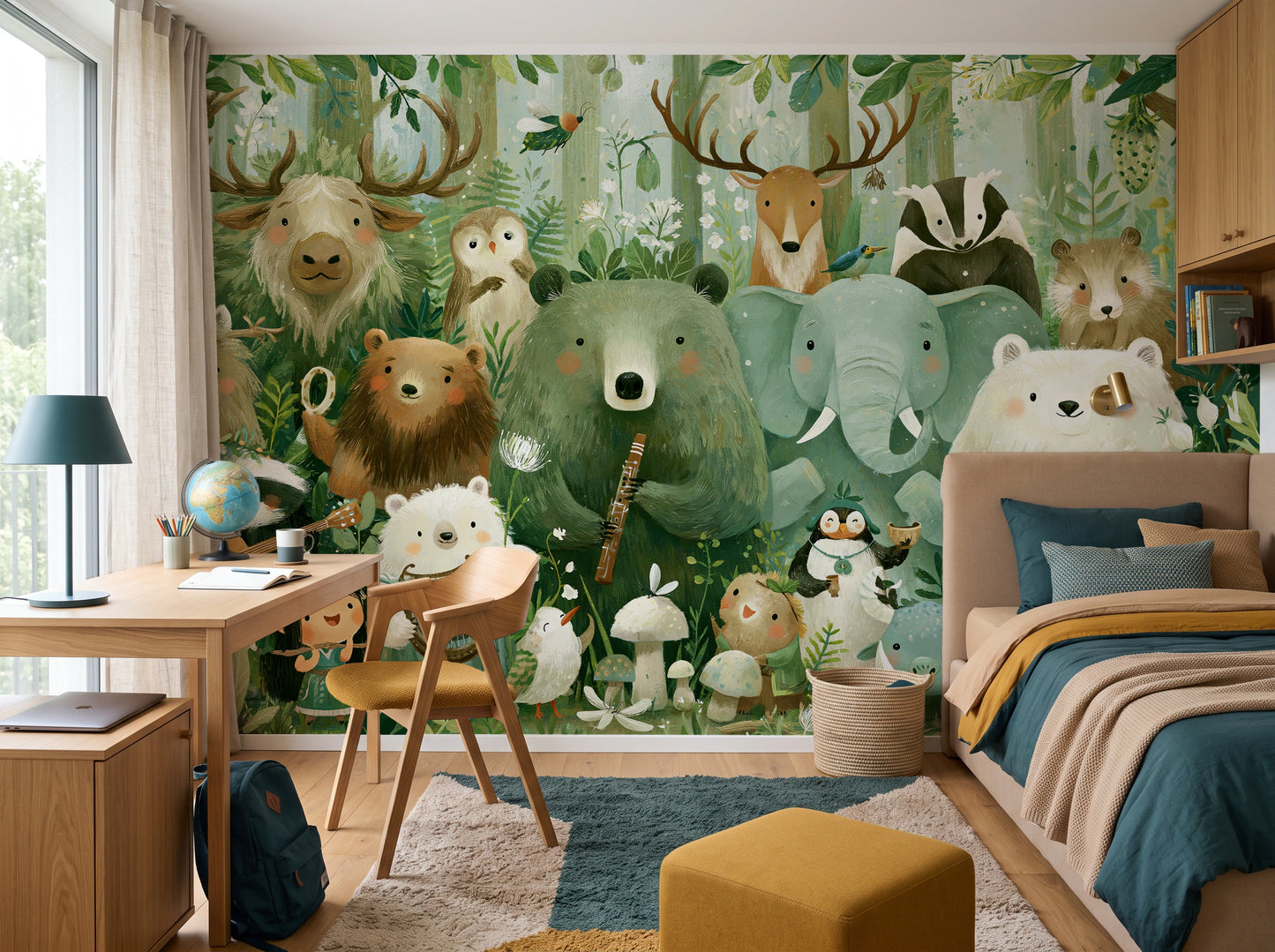 WOODLAND ORCHESTRA - leśny koncert zwierząt w akwareli — child's room