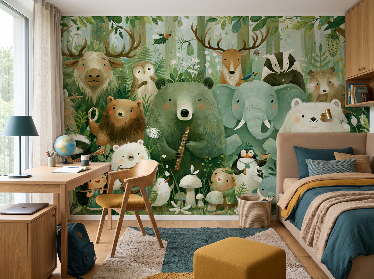 WOODLAND ORCHESTRA - leśny koncert zwierząt w akwareli — child's room