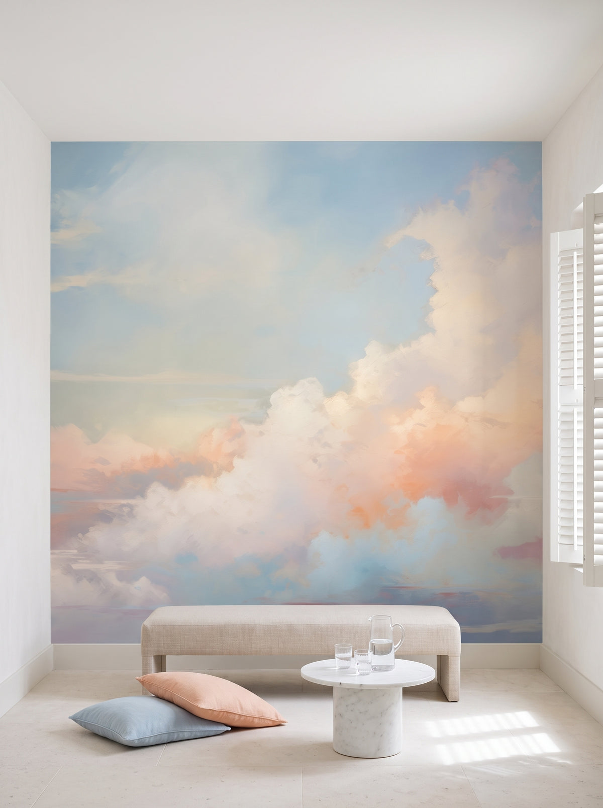 Fototapeta artystyczna o nazwie Pastel Dream #2 w aranżacji wnętrza: kącik śniadaniowy w willi na Riwierze.