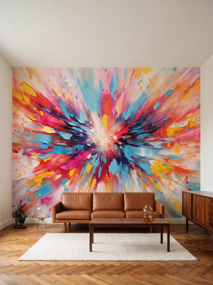 Fototapeta artystyczna o nazwie Energy Flow w aranżacji wnętrza: salon kolekcjonera w stylu mid-century modern.