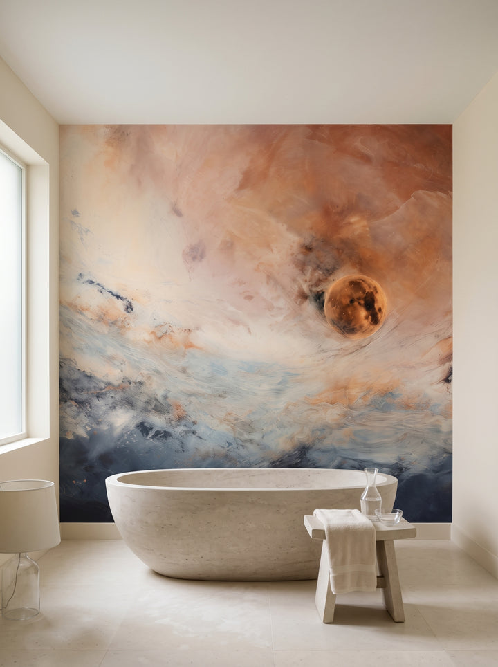 Fototapeta artystyczna o nazwie Mars' Horizon #2 w aranżacji wnętrza: łazienka spa w luksusowej rezydencji.