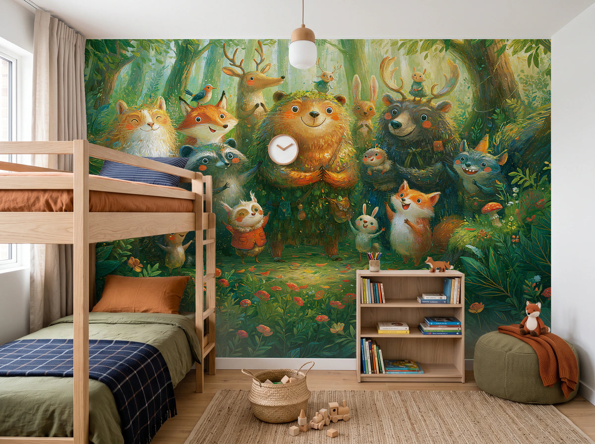 BRAMBLE CHOIR - tapeta z leśnymi zwierzętami dla dzieci — CHILDREN'S ROOM WITH BUNK BED