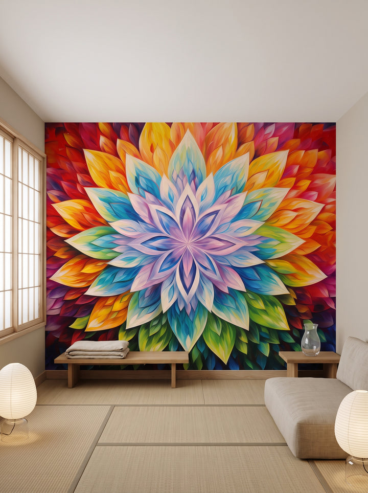 Fototapeta artystyczna o nazwie Fiery Lotus w aranżacji wnętrza: hotelowy salon w stylu kioto.