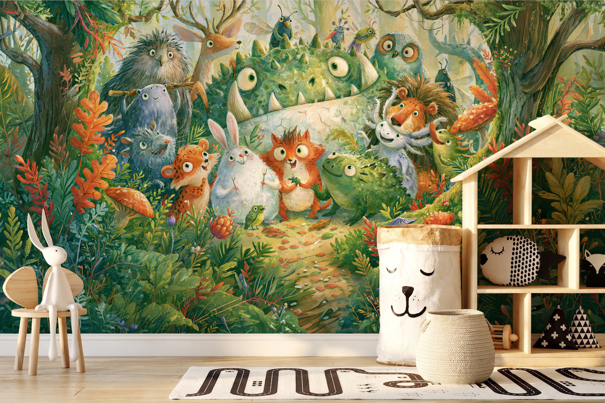FERN TRAIL TROOP - tapeta z leśnymi zwierzętami — KIDS — Pokój dziecięcy 08