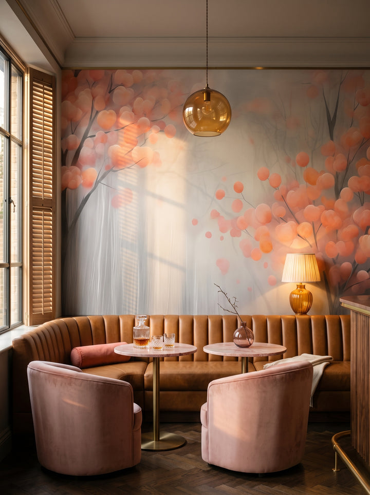 Fototapeta artystyczna o nazwie Autumn Berries w aranżacji wnętrza: bar lounge w butikowym hotelu.