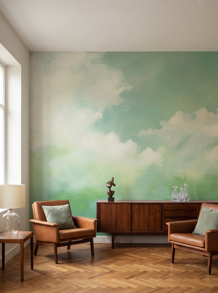 Fototapeta artystyczna o nazwie Spring Awakening w aranżacji wnętrza: salon kolekcjonera w stylu mid-century modern.