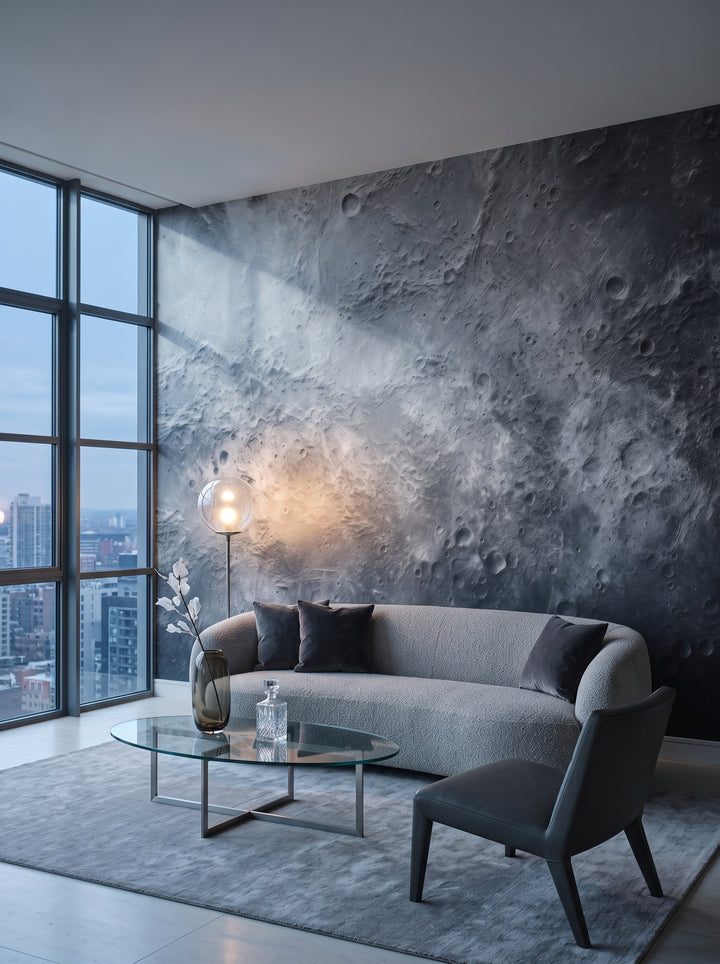 Fototapeta artystyczna o nazwie Mercury's Texture w aranżacji wnętrza: salon w penthousie na Manhattanie.