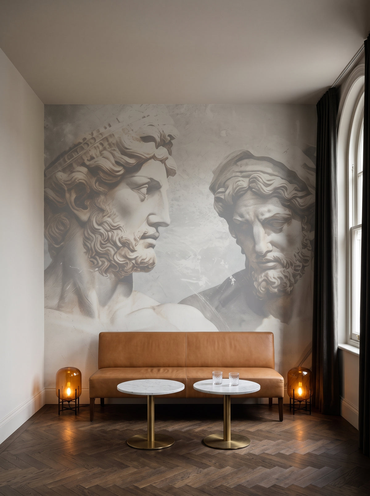 Fototapeta artystyczna o nazwie Majesty of Thought w aranżacji wnętrza: bar w butikowym hotelu.