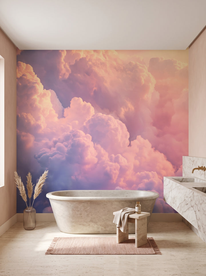 Fototapeta artystyczna o nazwie Dream in Pink w aranżacji wnętrza: łazienka w rzymskim palazzo.
