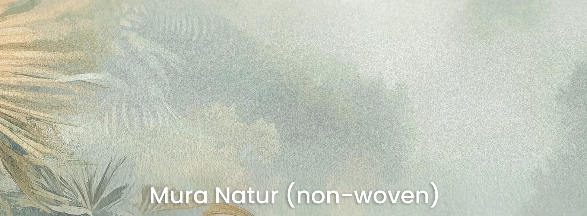 Zbliżenie na fototapetę MISTED PALMS - tapeta z tropikalną dżunglą we mgle na naturalnym podłożu ekologicznym.