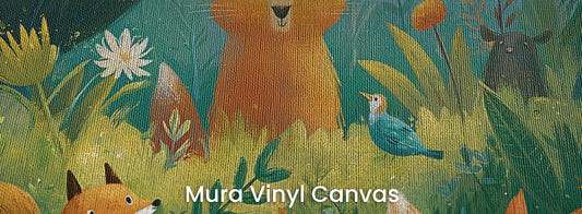 SUNLIT THICKET - malarska tapeta z leśnymi zwierzętami — Mura Canvas
