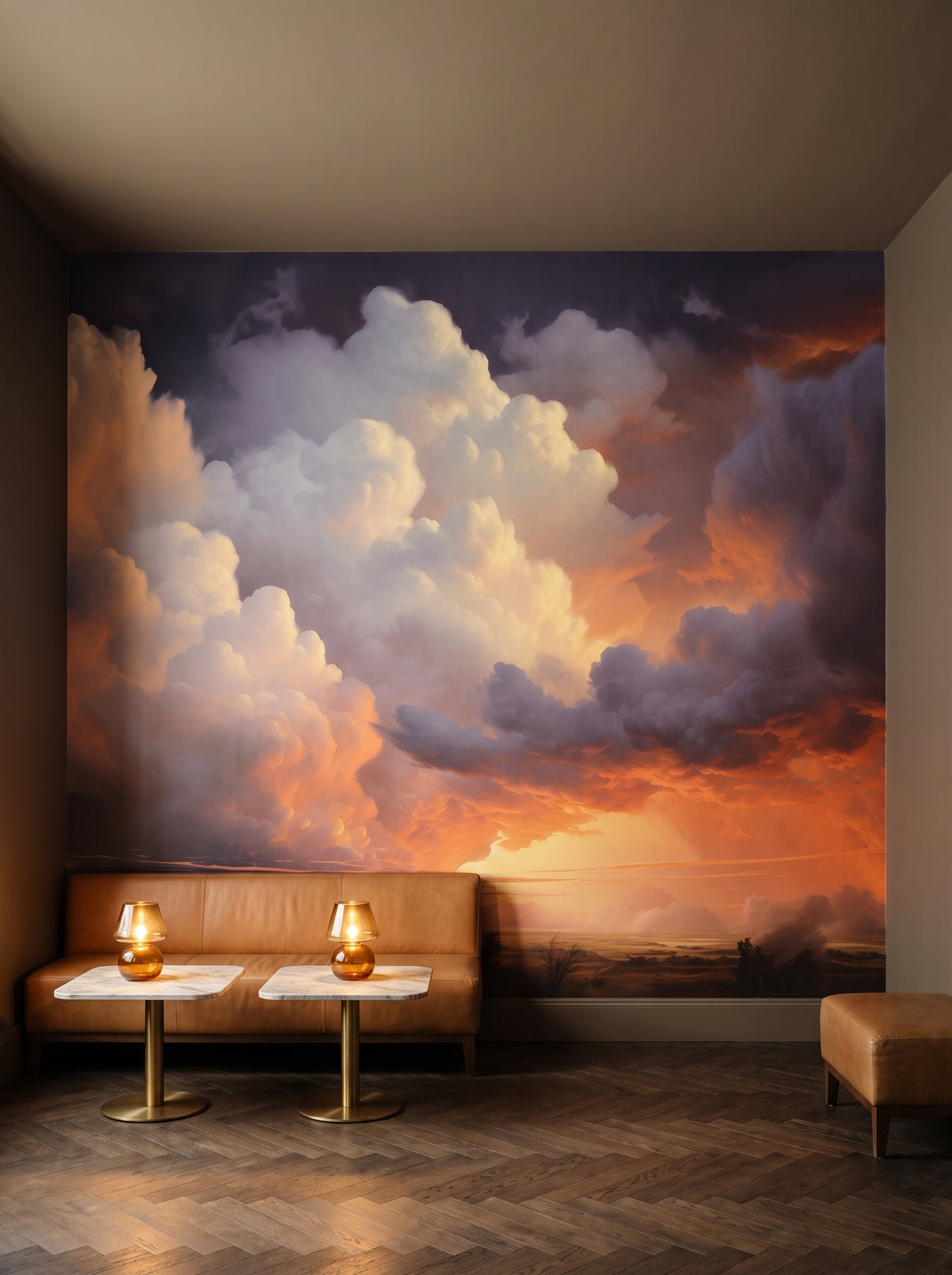 Fototapeta artystyczna o nazwie Storm's Prelude w aranżacji wnętrza: bar w butikowym hotelu.