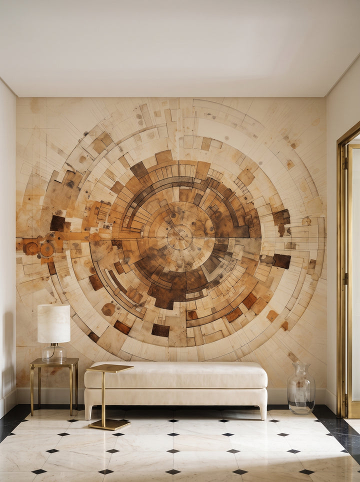 Fototapeta artystyczna o nazwie ARCHAIC NAVIGATION MAP w aranżacji wnętrza: galeria wejściowa w apartamencie art déco.
