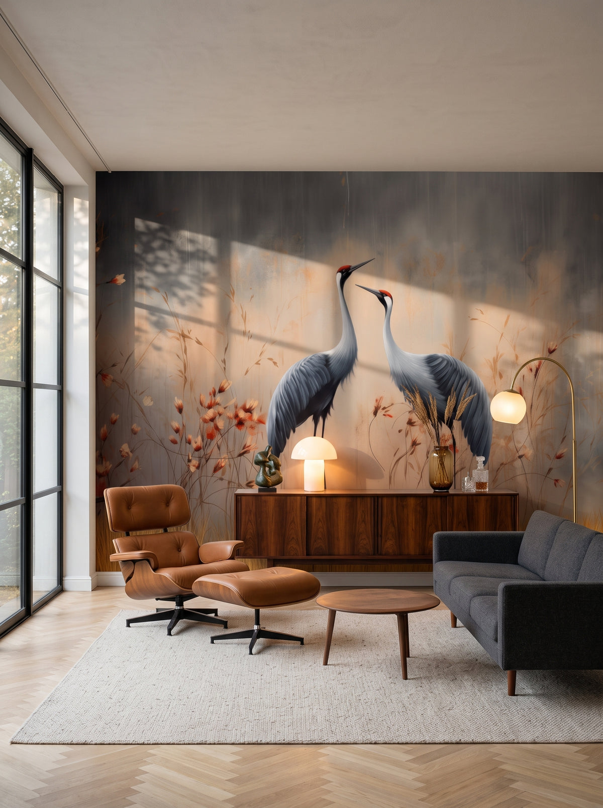 Fototapeta artystyczna o nazwie Autumn Melody w aranżacji wnętrza: salon kolekcjonera w stylu mid-century modern.