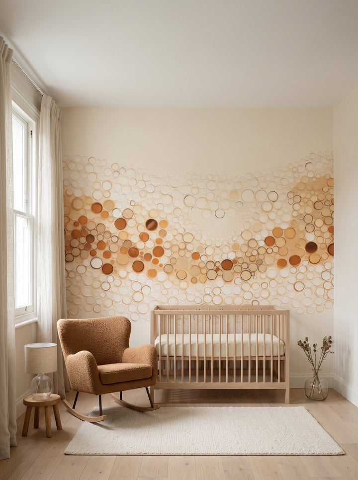 Fototapeta artystyczna o nazwie AUTUMNAL BUBBLE WAVE w aranżacji wnętrza: pokój niemowlęcy w kamienicy.