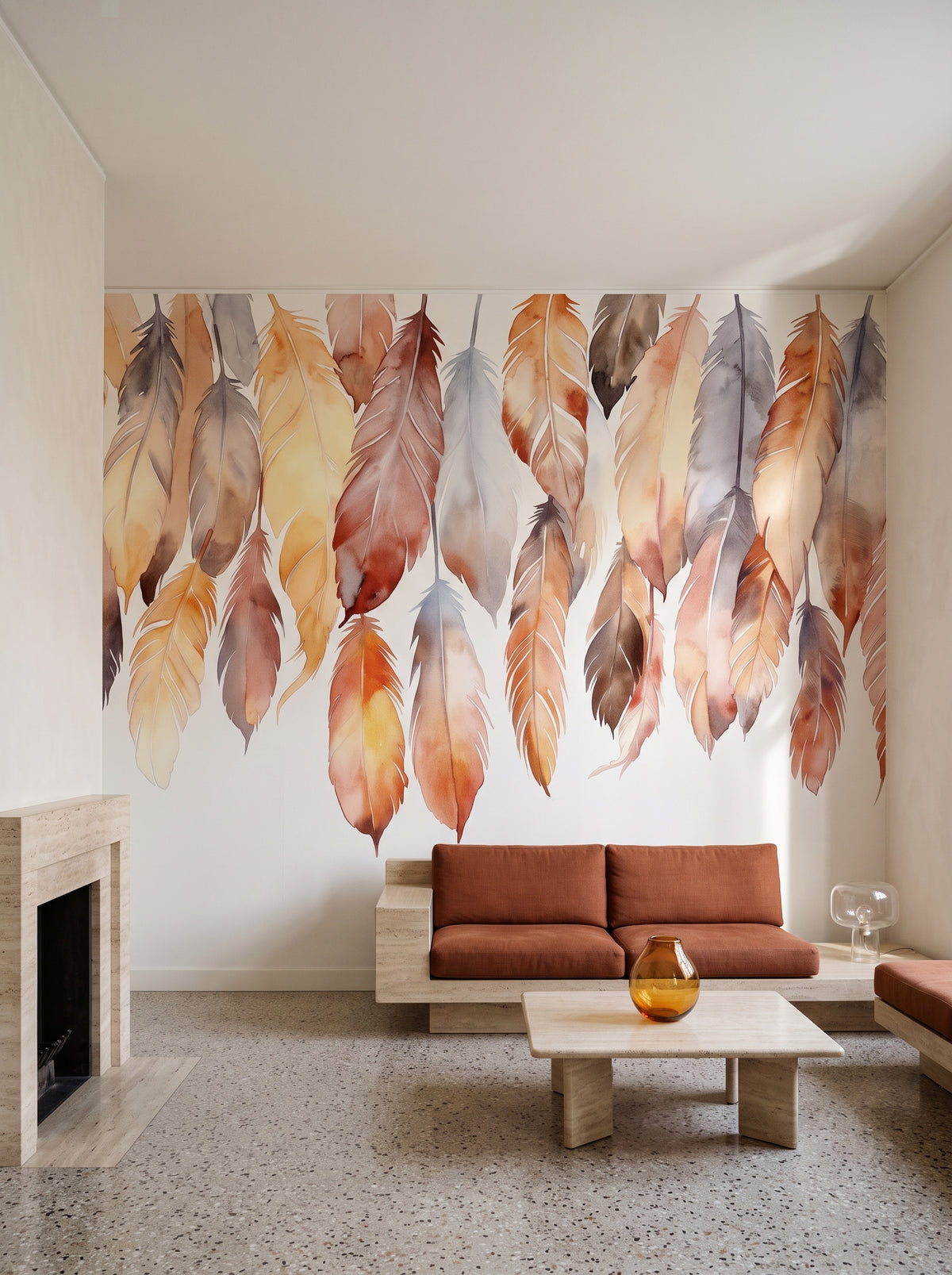 Fototapeta artystyczna o nazwie Autumn Reflection w aranżacji wnętrza: salon w mediolańskim modernizmie lat 70..