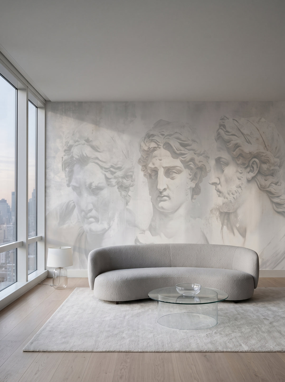 Fototapeta artystyczna o nazwie Sorrow of Niobe w aranżacji wnętrza: salon w penthousie na Manhattanie.