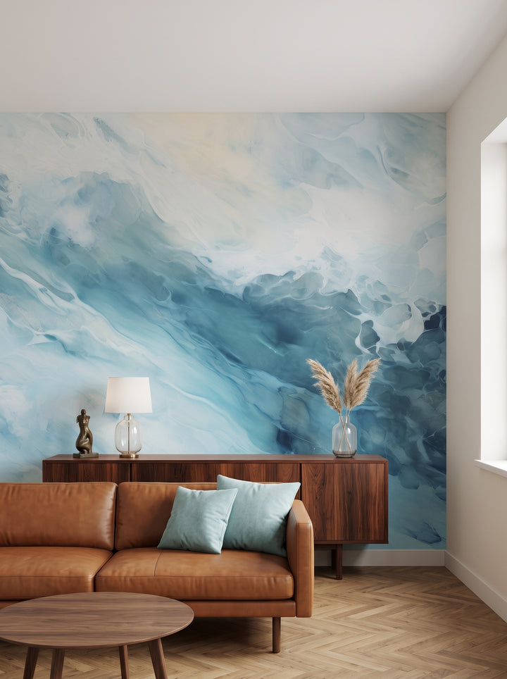 Fototapeta artystyczna o nazwie Arctic Neptune #2 w aranżacji wnętrza: salon kolekcjonera w stylu mid-century.