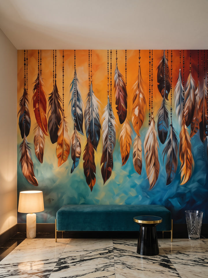 Fototapeta artystyczna o nazwie Spectrum Cascade w aranżacji wnętrza: galeria wejściowa w apartamencie art déco.
