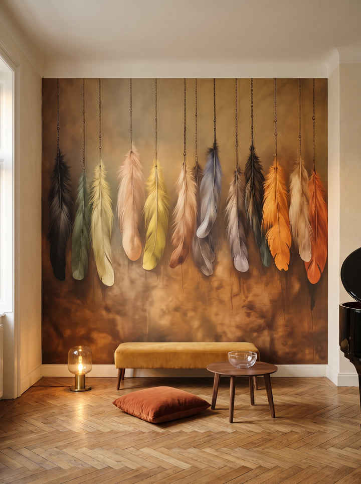 Fototapeta artystyczna o nazwie Earthy Spectrum w aranżacji wnętrza: salon muzyczny w wiedeńskiej kamienicy.