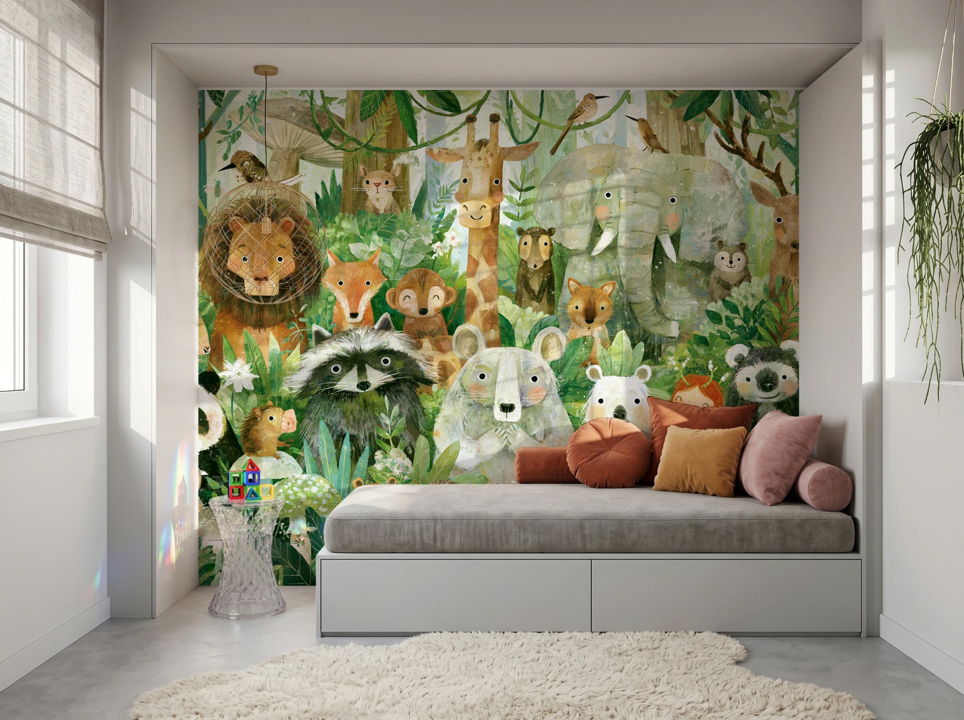 GREEN PARADE - tapeta ze zwierzętami wśród paproci — KIDS — Pokój dziecięcy 04